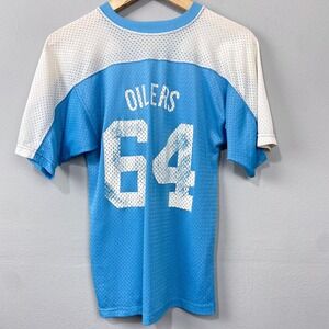 Vintage Houston Oilers Jersey Mesh Football Number 64 Junior Large *Flaws Faded*
